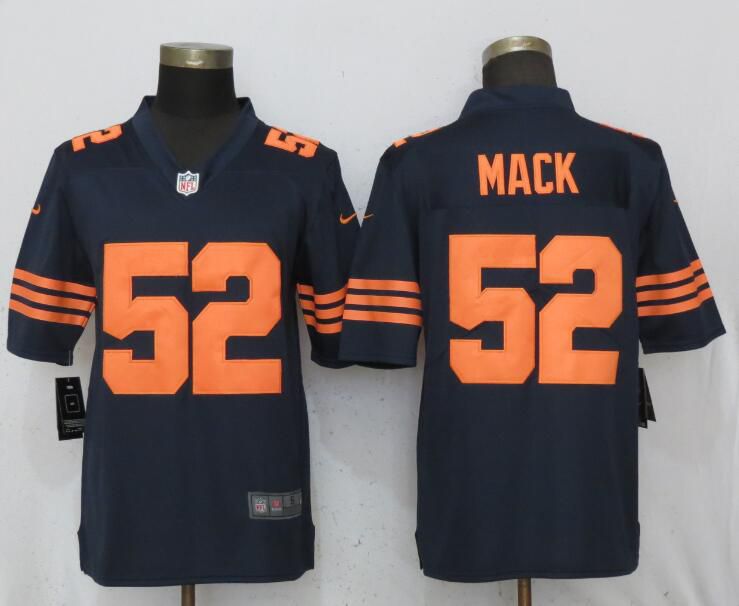 Men Chicago Bears #52 Mack Blue Trubisky Nike Navy Throwback Game NFL Jerseys